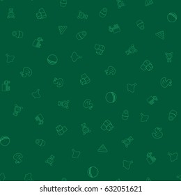 Kids toys freehand drawings doodle seamless pattern. Hand drawn toys design elements background. Textile prints, covers, greeting cards. Bear, car, ball, whirlgig, nesting doll. Vector Illustration.