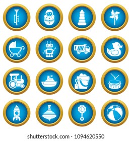 Kids toys icons set. Simple illustration of 16 kids toys vector icons for web