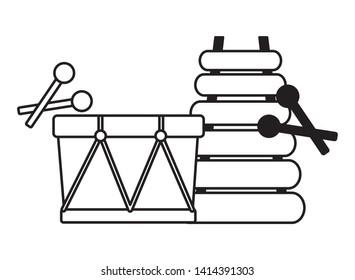 kids toys musical drum xylophone vector illustration