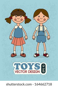 kids toys over blue   background vector illustration