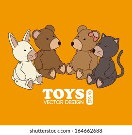 kids toys over  orange background vector illustration