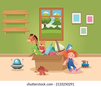 kids toys in playroom scene