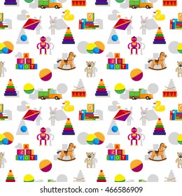 Kids toys seamless pattern for textile design. Vector illustration