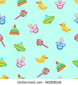 Kids toys. Seamless pattern. Vector illustration - EPS 8.