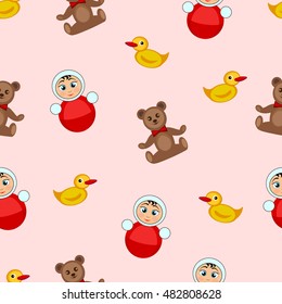 Kids toys. Seamless pattern. Vector illustration - EPS 8.