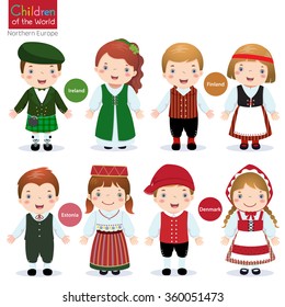 Kids in traditional costume (Ireland, Finland, Estonia and Denmark)