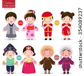 Kids in traditional costume; Japan, China, Korea and Mongolia