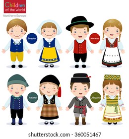 Kids in traditional costume (Sweden, Norway, Iceland and Lithuania)