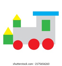 Kids train engine toy. Toy icon of the railway. Train engine icon. Tarin engine design template. Train engine vector illustration.