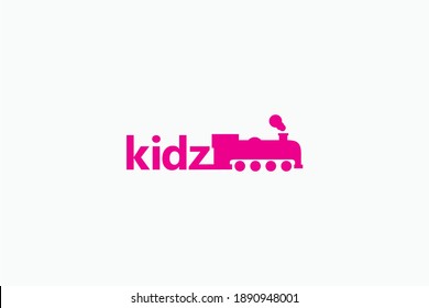 Kids and Train Logo design you can use that for kinder garden mascot event or Logo