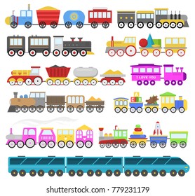 Kids train vector cartoon baby railroad toy or railway game with locomotive gifted on happy birthday to child in childhood kids toys isolated on white background illustration