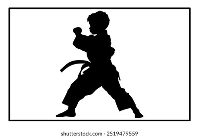 Kids Training Karate Silhouette, Schnelle Kick Kampftechnik Silhouette