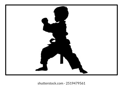 Kids Training Karate Silhouette, Schnelle Kick Kampftechnik Silhouette