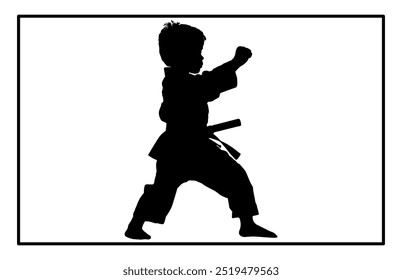 Kids Training Karate Silhouette, Schnelle Kick Kampftechnik Silhouette