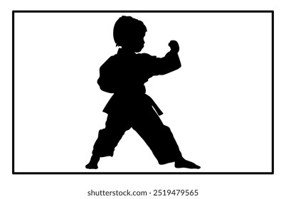 Kids Training Karate Silhouette, Schnelle Kick Kampftechnik Silhouette