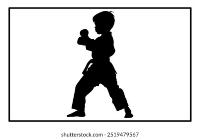 Kids Training Karate Silhouette, Schnelle Kick Kampftechnik Silhouette