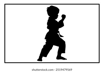 Kids Training Karate Silhouette, Schnelle Kick Kampftechnik Silhouette