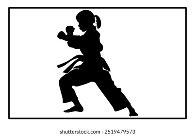 Kids Training Karate Silhouette, Schnelle Kick Kampftechnik Silhouette