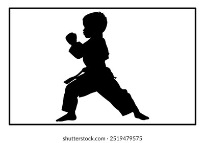 Kids Training Karate Silhouette, Schnelle Kick Kampftechnik Silhouette