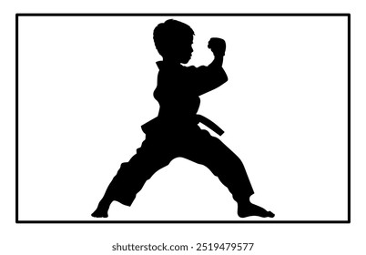 Kids Training Karate Silhouette, Schnelle Kick Kampftechnik Silhouette