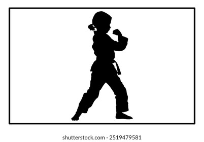 Kids Training Karate Silhouette, Schnelle Kick Kampftechnik Silhouette