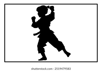 Kids Training Karate Silhouette, Schnelle Kick Kampftechnik Silhouette