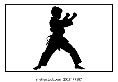 Kids Training Karate Silhouette, Schnelle Kick Kampftechnik Silhouette