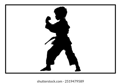 Kids Training Karate Silhouette, Schnelle Kick Kampftechnik Silhouette