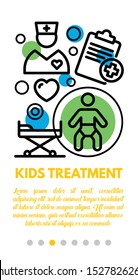 Kids treatment banner. Outline illustration of kids treatment vector banner for web design