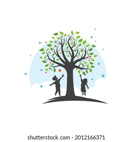 Kids Tree Logo Vector Icon Design Illustration Template