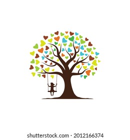 kids tree logo Vector icon design illustration Template