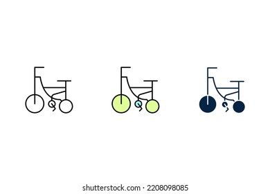Kids tricycle line icon. Simple element illustration. Kids tricycle concept outline symbol design.