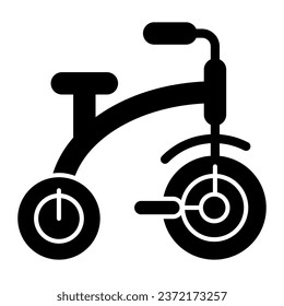 Kids tricycle solid icon. Children s tricycle bike vector illustration isolated on white. Baby bike glyph style design, designed for web and app. Eps 10