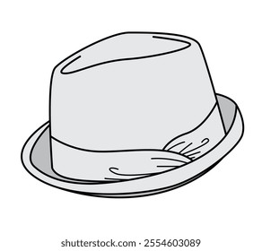 Kids trilby hat technical drawing vector template.