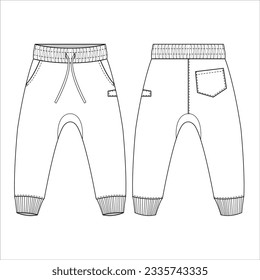 Esbozo plano vectorial para niños trouser