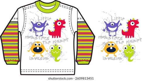Kids T-shirt with Monster Cartoon Design, kids nice