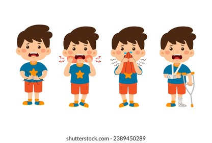 Kids unhealthy with vector illustration