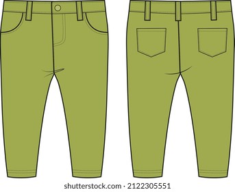 KIDS UNISEX BOTTOM WEAR PANTS FRONT AND BACK VECTOR