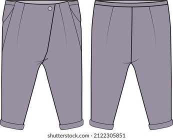 KIDS UNISEX BOTTOM WEAR PANTS FRONT AND BACK VECTOR