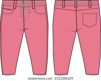 KIDS UNISEX BOTTOM WEAR PANTS FRONT AND BACK VECTOR