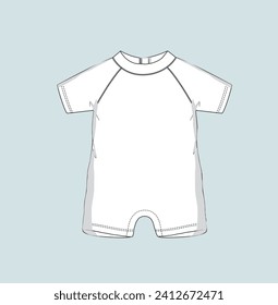 kids unisex boy girl swimwear flat sketch illustration