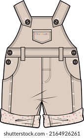 KIDS UNISEX WEAR DUNGAREE PINAFORE DRESS JUMPSUIT VECTOR ILLUSTRATION