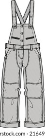 KIDS UNISEX WEAR DUNGAREE PINAFORE DRESS JUMPSUIT VECTOR ILLUSTRATION