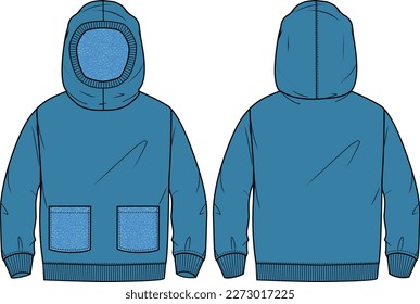 KIDS UNISEX WEAR NATURAL SWEAT SHIRT JACKET WITH HOOD VECTOR
