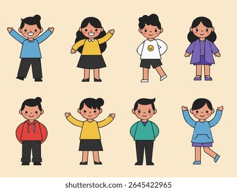 Kids in Various Cute Poses with Fun Outfits