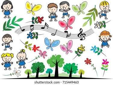 kids vector drawing set