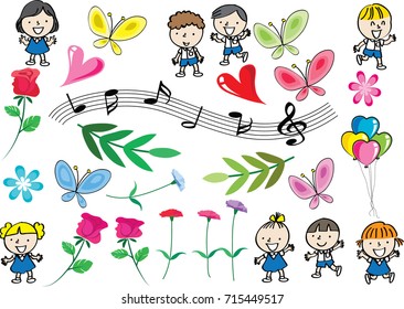 kids vector drawing set
