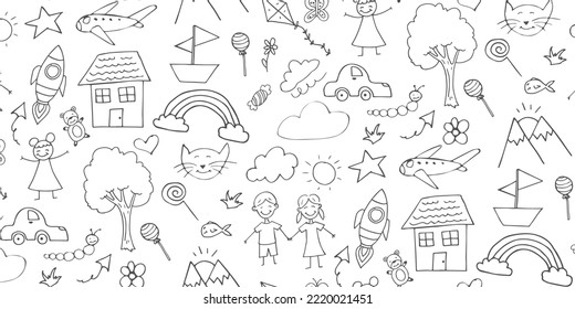 Kids Vector Hand Drawn Pattern