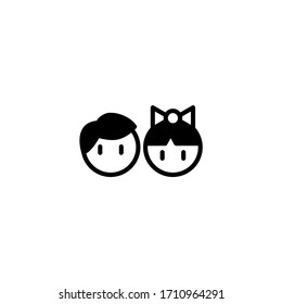 Kids vector icon in black solid flat design icon isolated on white background