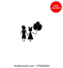 Kids vector icon isolated on white background.